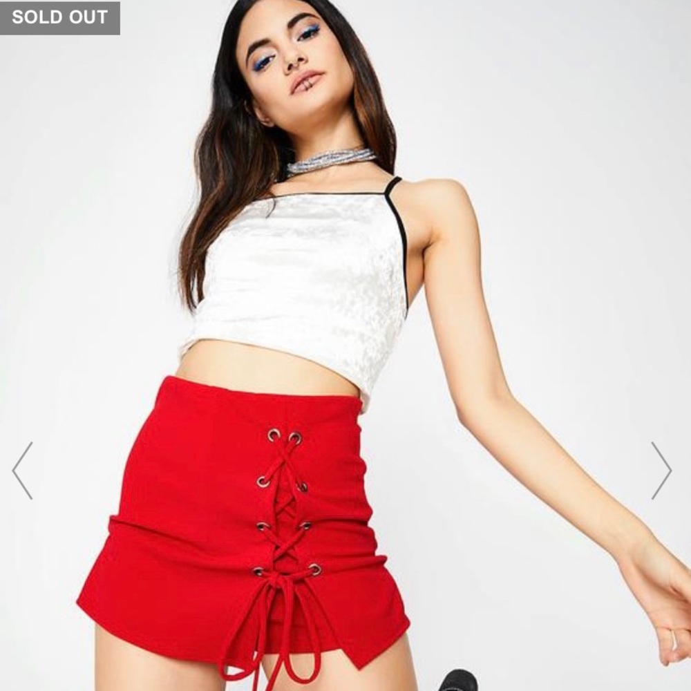 Dolls Kill Red Lace-up Skort